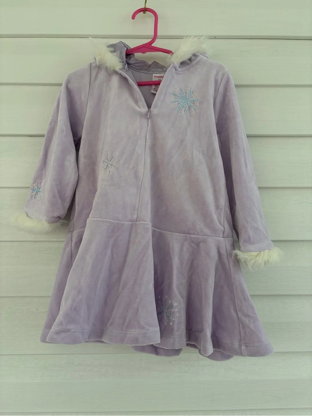 Gymboree Vintage Lavender Ski Dress 3T NWT Y2K Snowflake Velour Faux Fur